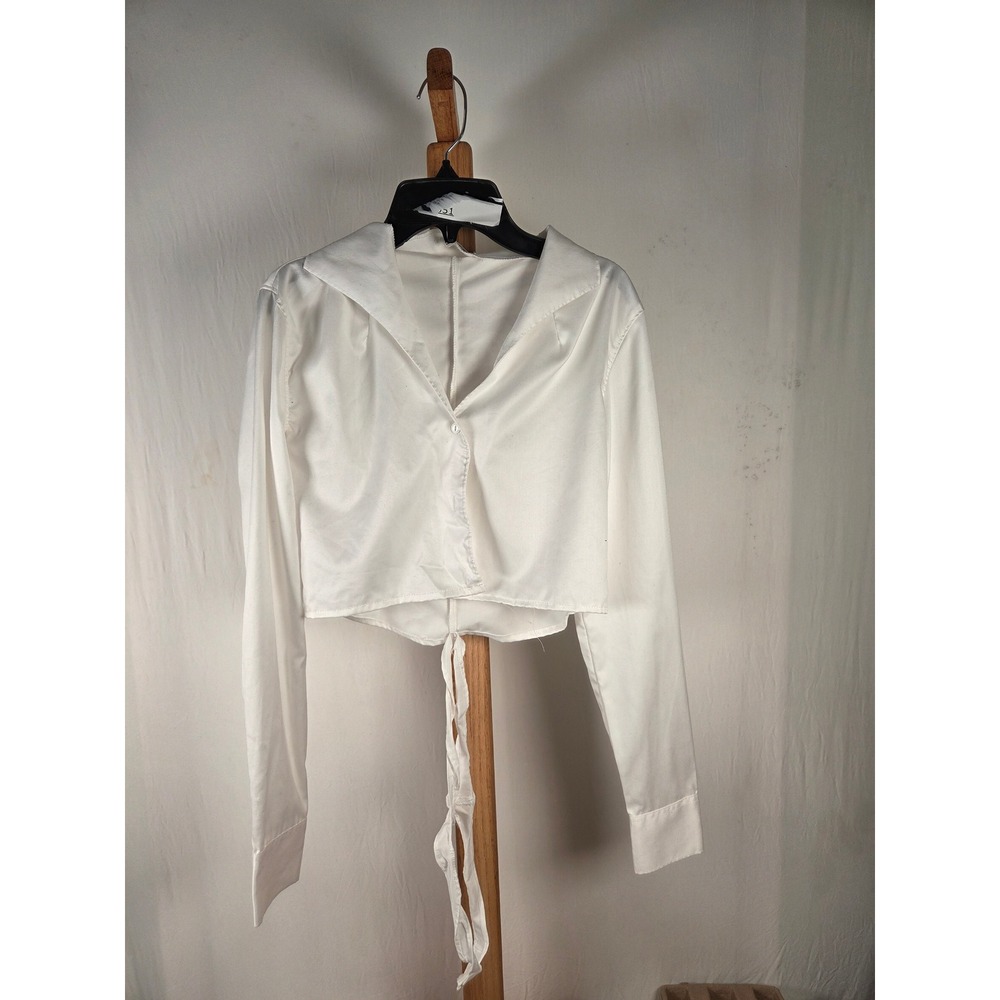 Nara Camicie White Cropped Tie Front Button Up Shirt Made in Italy Size II